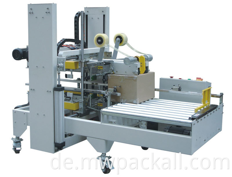 Halbautomatische Kartonversiegelungsmaschine / Klebebandversiegelungsmaschine arbeitet mit Umreifungsmaschine